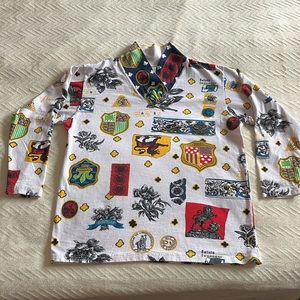 Vintage Units Limited Edition Novelty Print V neck long sleeve Top